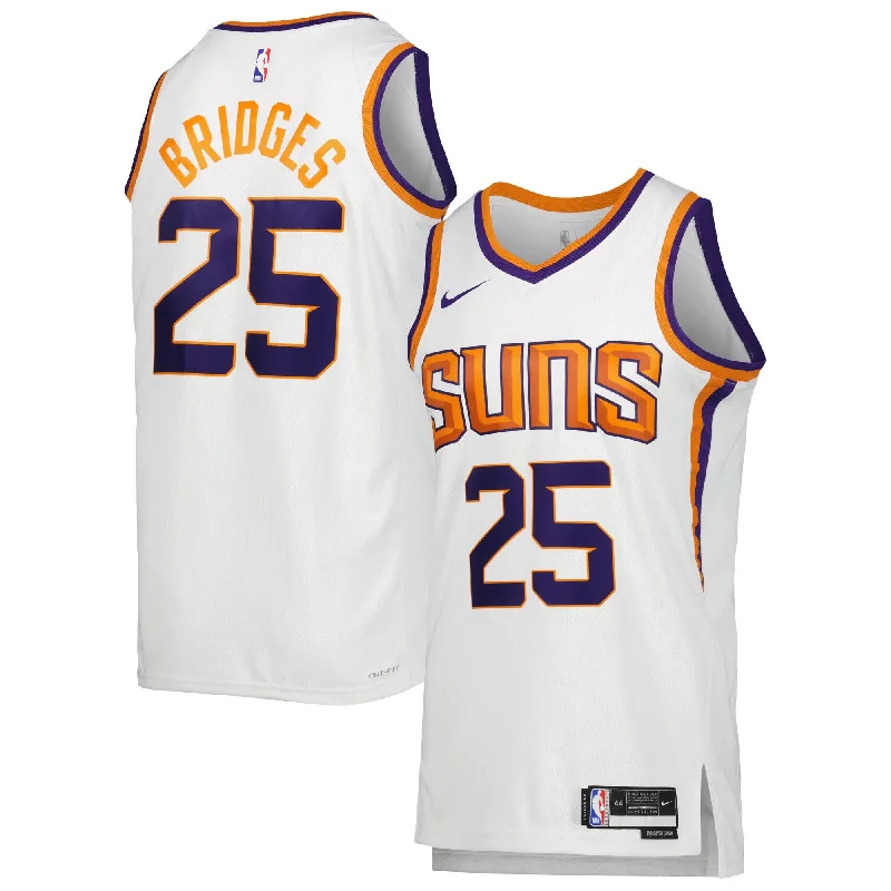 Basketball Jersey For Tournament Players-Mikal Bridges Phoenix Suns Unisex Swingman Basketball Jersey - Association Edition - White