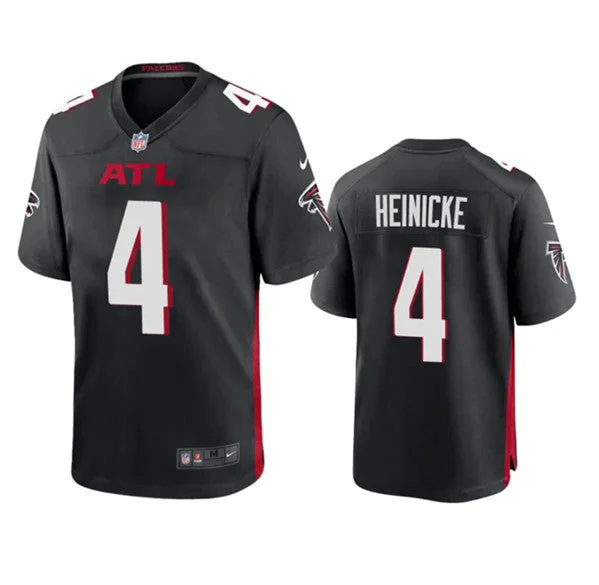 Football Jersey For Team Fan Gear-Men's Atlanta Falcons #4 Taylor Heinicke New Black Football Stitched Game Jersey