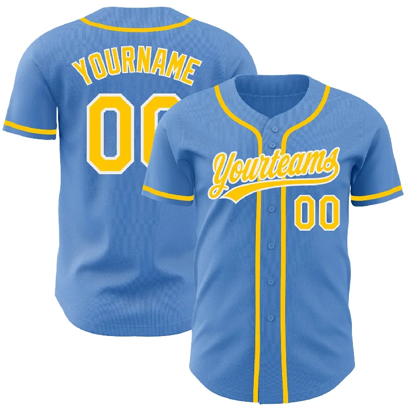 Baseball Jersey For Team Merchandise Orders-Custom Powder Blue Yellow-White Authentic Baseball Jersey