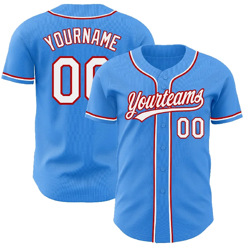 Baseball Jersey For Limited-Time Fan Gear-Custom Electric Blue White-Red Authentic Baseball Jersey