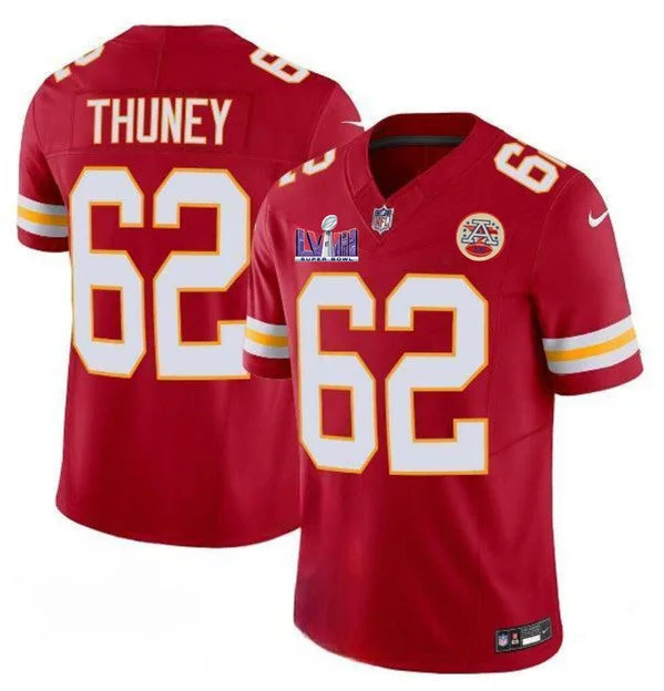 Football Jersey For High-Quality Customization-Men’s Kansas City Chiefs #62 Joe Thuney Red 2024 F.U.S.E. Super Bowl LVIII Patch Vapor Untouchable Limited Football Stitched Jersey