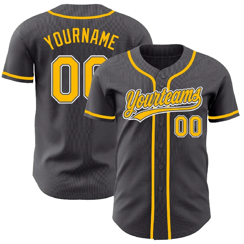 Baseball Jersey For Game Day Merch-Custom Steel Gray Gold-White Authentic Baseball Jersey