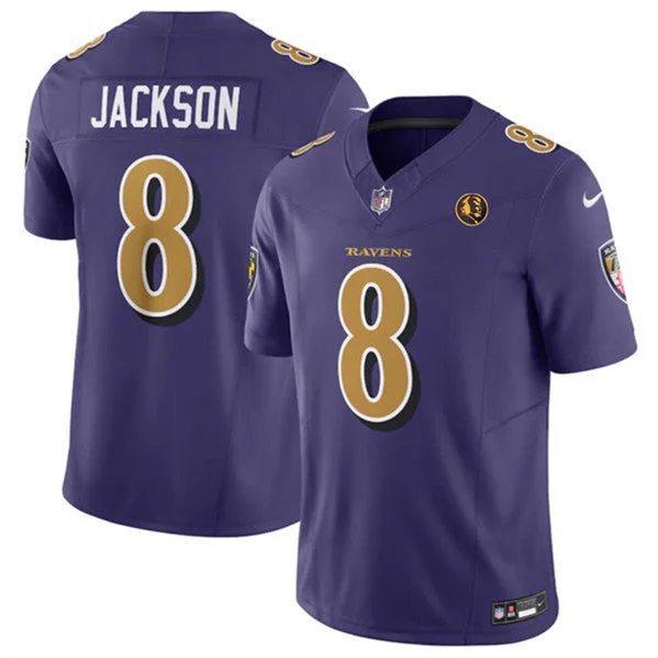 Football Jersey For Custom Designs-Men's Baltimore Ravens #8 Lamar Jackson Purple 2023 F.U.S.E. With John Madden Patch Color Rush Limited Football Stitched Jersey