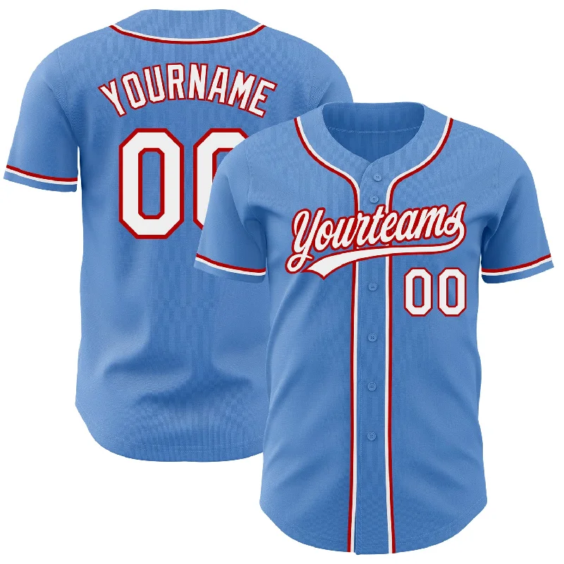 Baseball Jersey For High School Teams-Custom Powder Blue White-Red Authentic Baseball Jersey