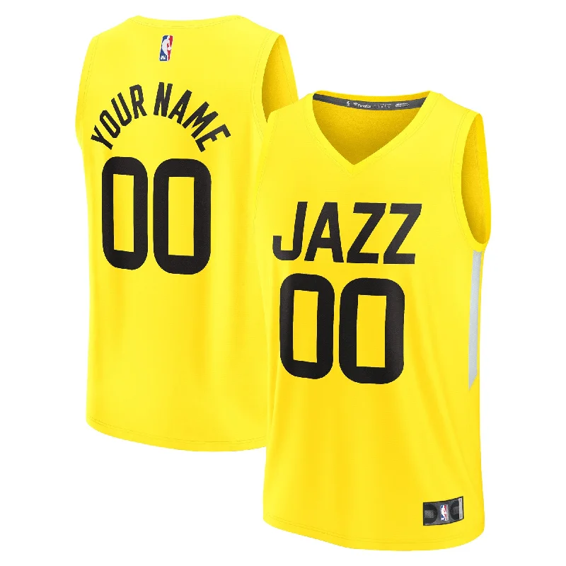 Basketball Jersey For Limited Edition Sales-Utah Jazz Branded Fast Break Custom Basketball Jersey - Icon Edition - Yellow