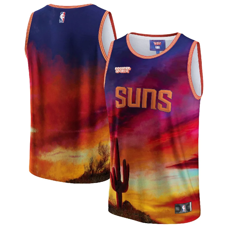 Basketball Jersey For Breathable Mesh-Phoenix Suns & Youthsuper Studios By Unisex Hometown Basketball Jersey - Red