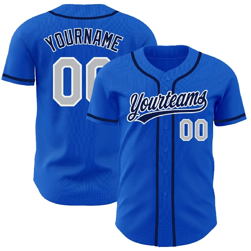 Baseball Jersey For Alumni Gear-Custom Thunder Blue Gray-Navy Authentic Baseball Jersey