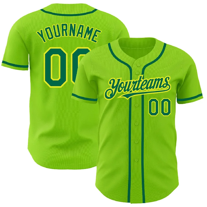 Baseball Jersey For Exclusive Custom Fan Gear-Custom Neon Green Kelly Green-Neon Yellow Authentic Baseball Jersey