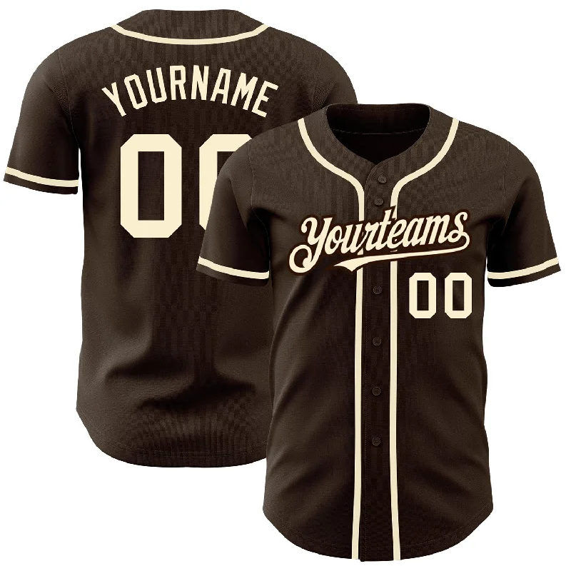 Baseball Jersey For Custom Fan Recognition-Custom Brown Cream Authentic Baseball Jersey