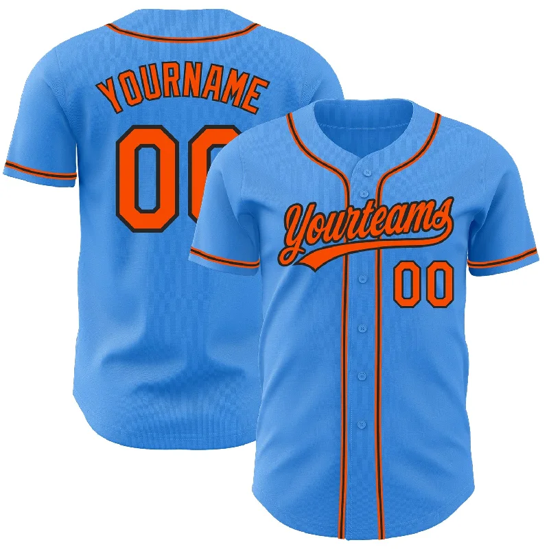 Baseball Jersey For Alumni Orders-Custom Electric Blue Orange-Black Authentic Baseball Jersey