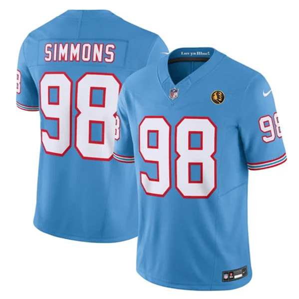 Football Jersey For Team Event Gear-Men's Tennessee Titans #98 Jeffery Simmons Blue 2023 F.U.S.E. Throwback With John Madden Patch Vapor Limited Football Stitched Jersey