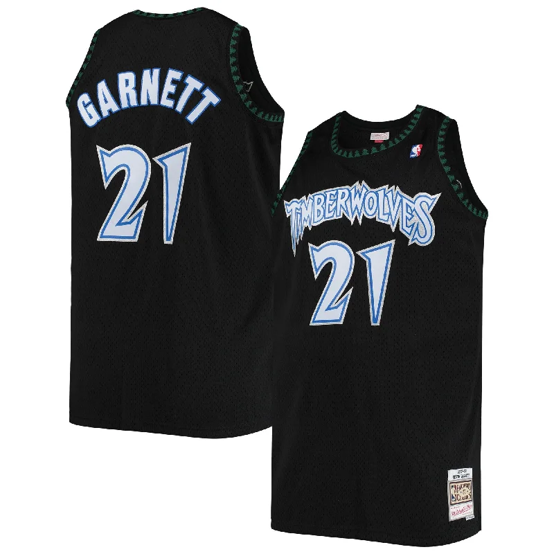 Basketball Jersey With Player's Number And Name-Kevin Garnett Minnesota Timberwolves 1997/98 Big & Tall Hardwood Classics Swingman Basketball Jersey - Black