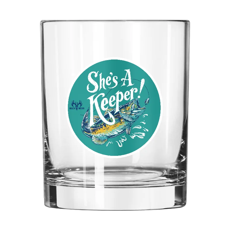 Team Mug For Team Custom Fan Gear-Shes A Keeper 14oz Rocks Glass