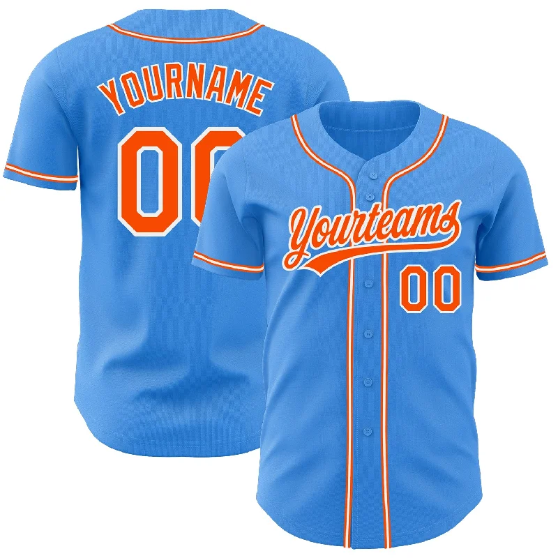 Baseball Jersey For Player Recognition-Custom Electric Blue Orange-White Authentic Baseball Jersey