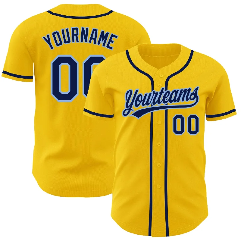 Baseball Jersey For Special Edition-Custom Yellow Navy-Light Blue Authentic Baseball Jersey