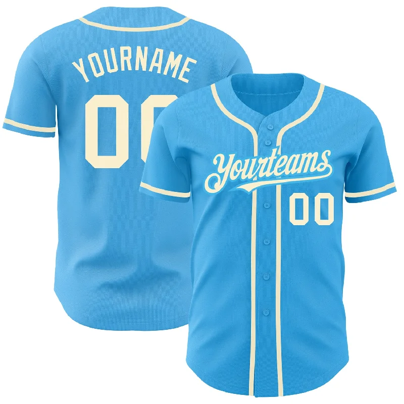 Baseball Jersey For Family Merchandise Orders-Custom Sky Blue Cream Authentic Baseball Jersey