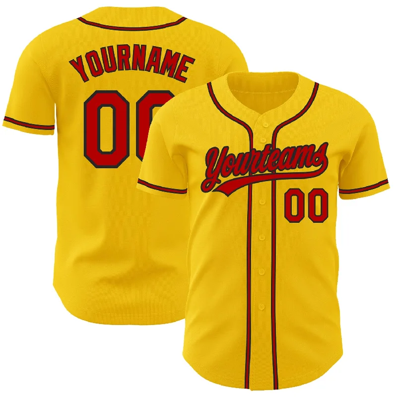 Baseball Jersey For Tournament Players-Custom Yellow Red-Black Authentic Baseball Jersey