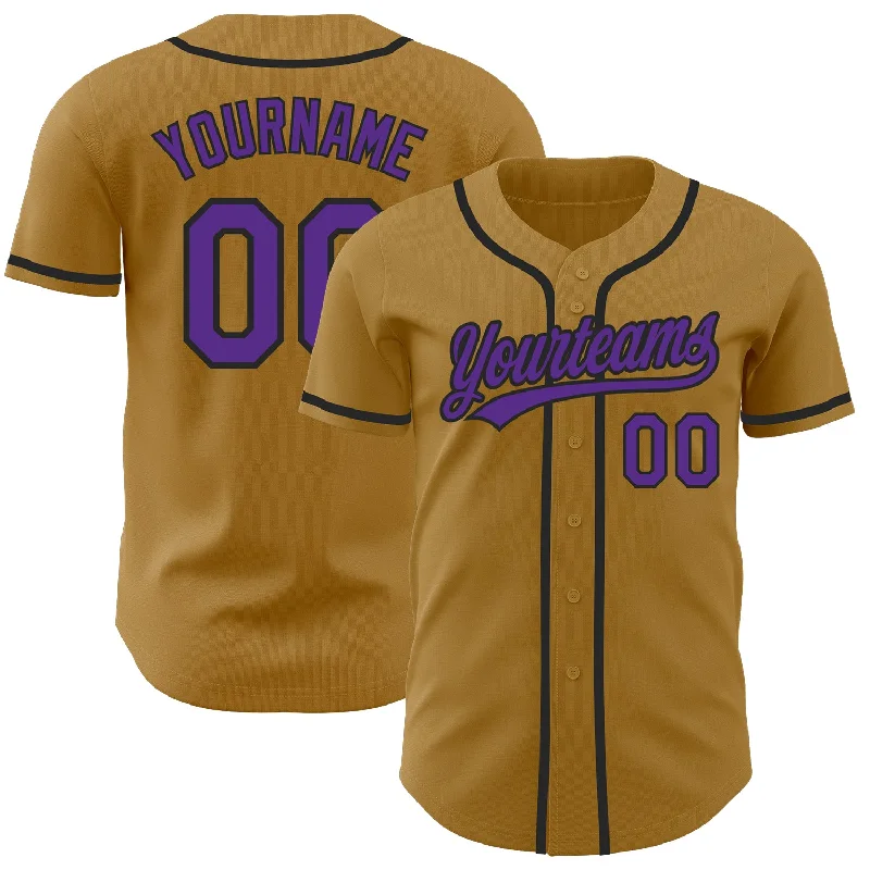 Baseball Jersey For Custom Fan Apparel-Custom Old Gold Purple-Black Authentic Baseball Jersey