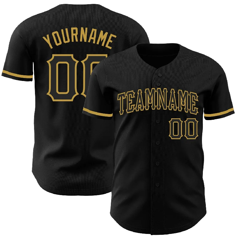 Baseball Jersey For Professional Tournament Custom Orders-Custom Black Old Gold Authentic Baseball Jersey