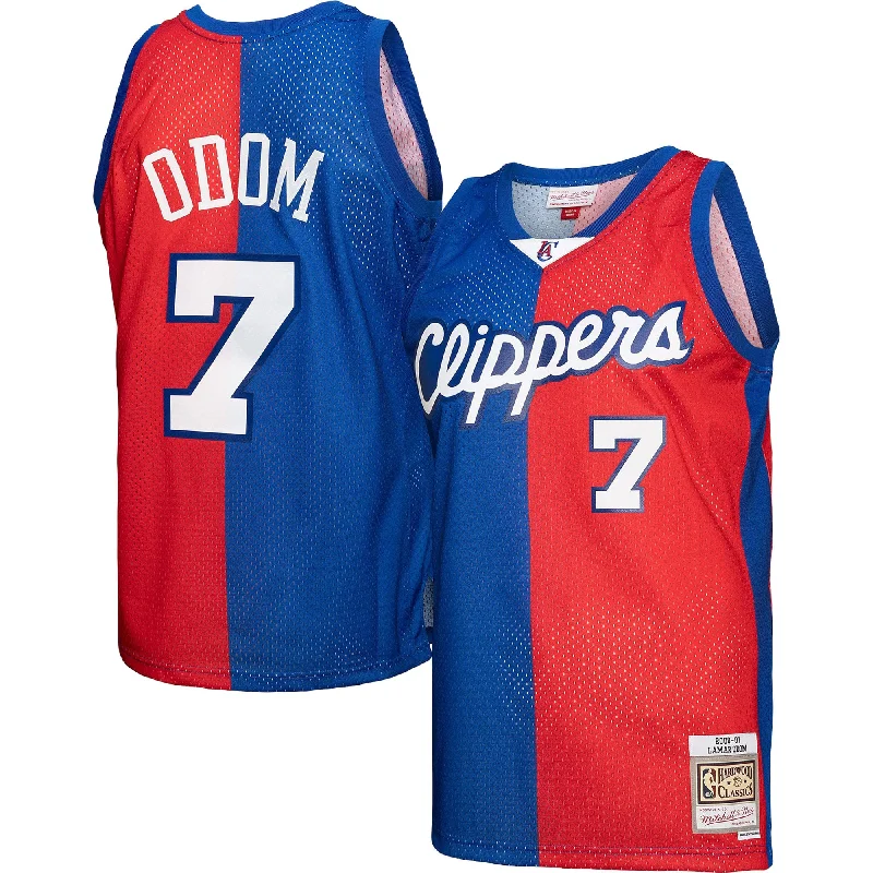 Basketball Jersey For Custom Embroidery-Lamar Odom La Clippers Hardwood Classics 2000/01 Split Swingman Basketball Jersey - Royal/red