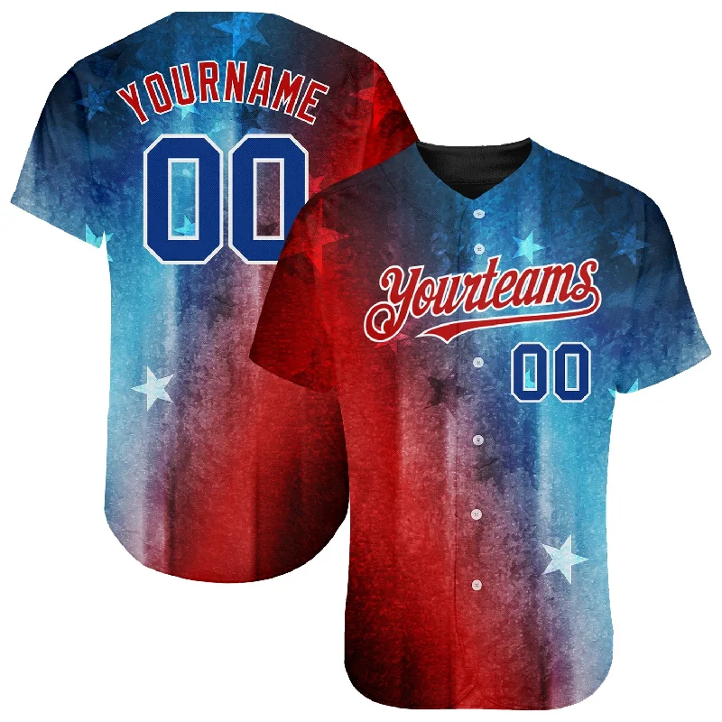 Baseball Jersey For Fans-Custom Red Royal-Black 3D American Flag Fashion Authentic Baseball Jersey