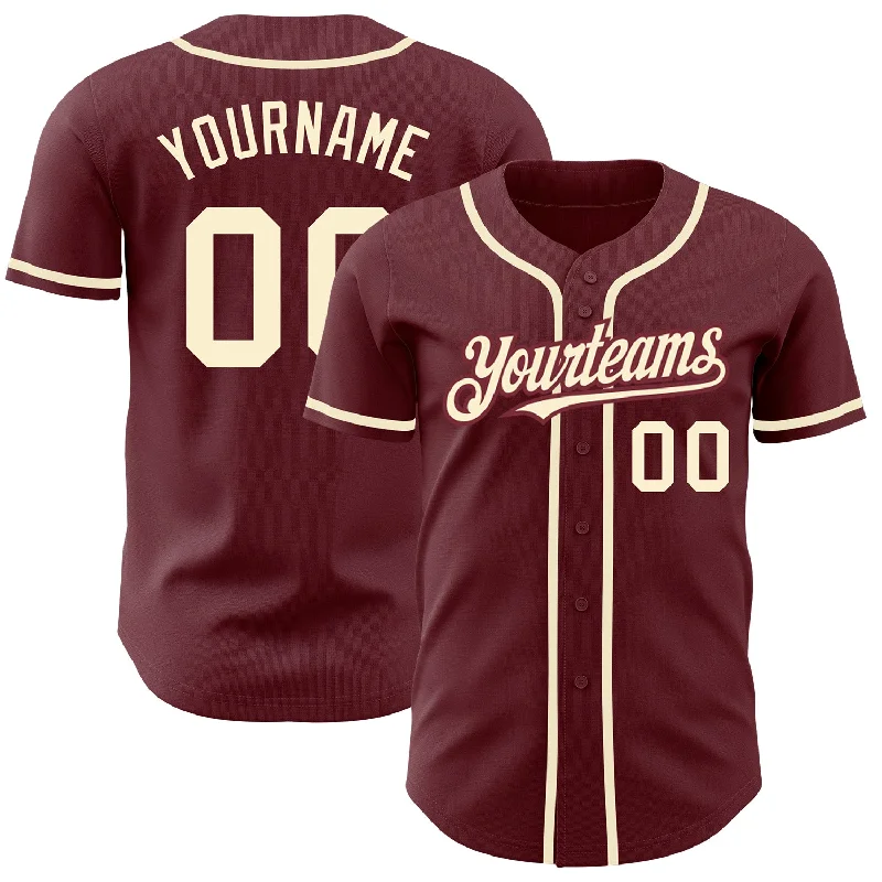 Baseball Jersey For Professional Teams-Custom Burgundy Cream Authentic Baseball Jersey