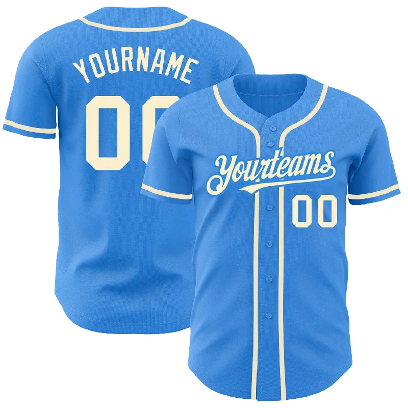 Baseball Jersey For Professional Fan Apparel-Custom Electric Blue Cream Authentic Baseball Jersey