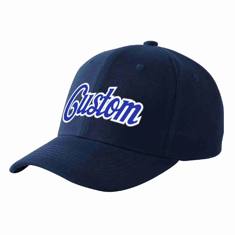 Baseball Cap For Special Fan Custom Orders-Custom Navy Royal-White Curved Eaves Sport Baseball Cap Design for Men/Women/Youth