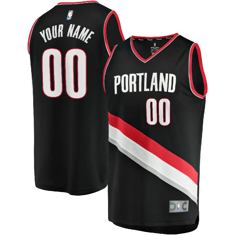 Basketball Jersey For High School Fans-Portland Trail Blazers Branded Fast Break Custom Basketball Jersey Black - Icon Edition