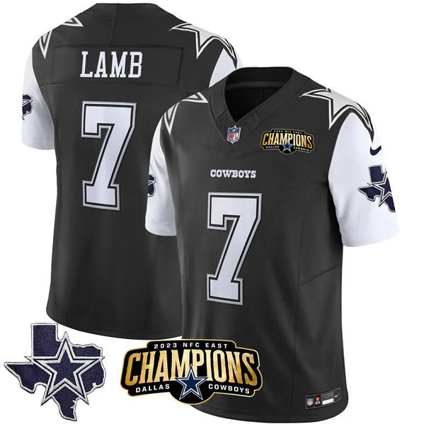 Football Jersey For Player-Exclusive Gear-Men's Dallas Cowboys #7 Trevon Diggs Black/White 2023 F.U.S.E. NFC East Champions Ptach Football Stitched Jersey