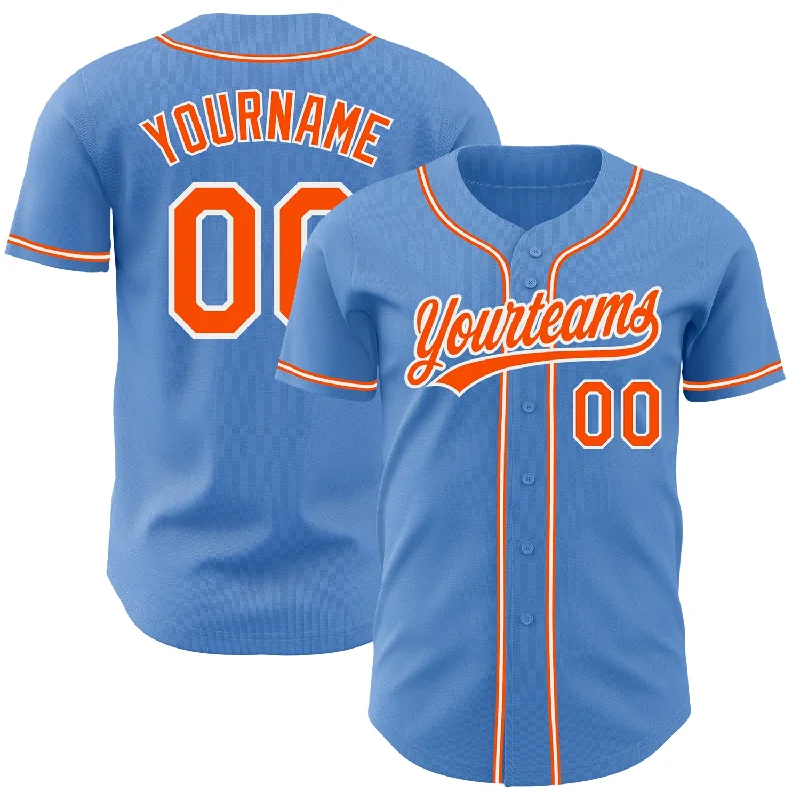 Baseball Jersey For Group Custom Fan Orders-Custom Powder Blue Orange-White Authentic Baseball Jersey