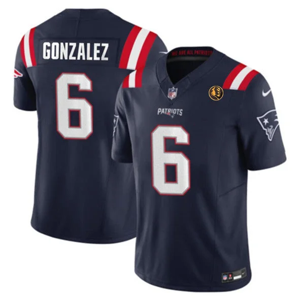 Football Jersey For Signature Family Customization-Men's New England Patriots #6 Christian Gonzalez Navy 2023 F.U.S.E. With John Madden Patch Vapor Limited Football Stitched Jersey