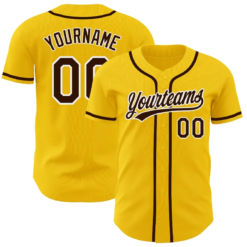 Baseball Jersey For Game Day-Custom Yellow Brown-White Authentic Baseball Jersey