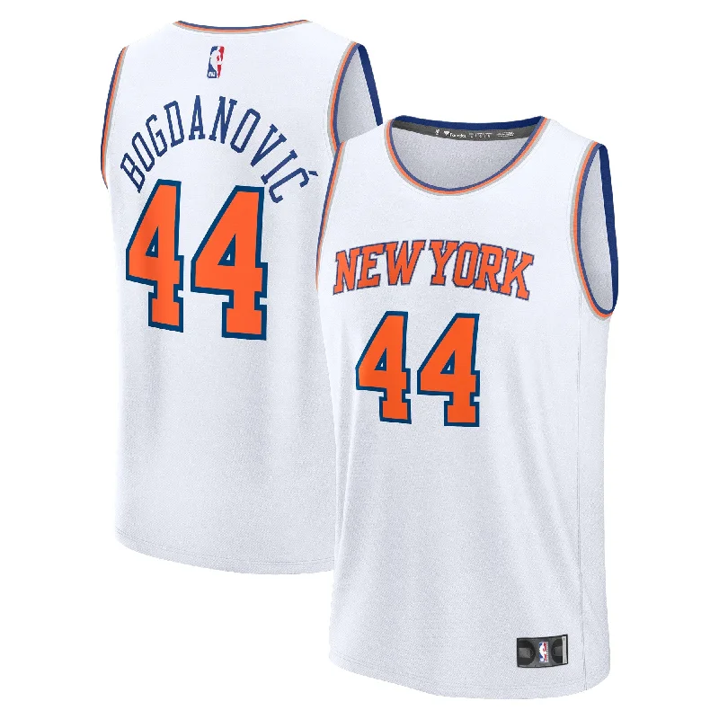 Basketball Jersey For Team Apparel With Custom Logos-Bojan Bogdanovic New York Knicks Branded Fast Break Player Basketball Jersey - Association Edition - White