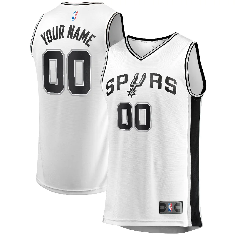 Basketball Jersey For Youth Leagues-San Antonio Spurs Branded Fast Break Custom Basketball Jersey - Association Edition - White