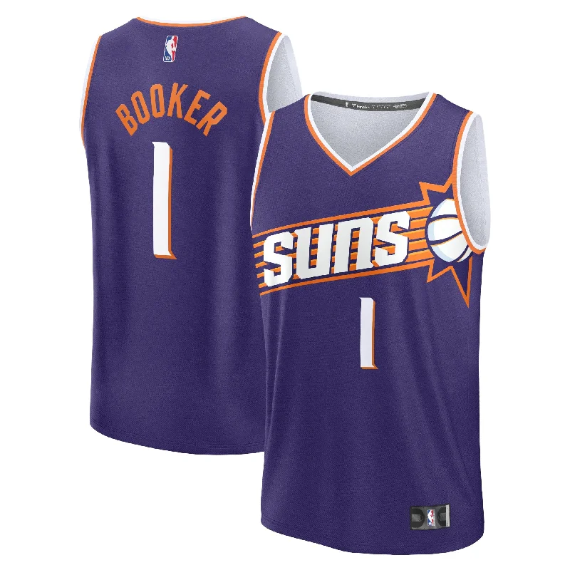 Basketball Jersey For Cold Weather-Devin Booker Phoenix Suns Branded Fast Break Basketball Jersey - Icon Edition - Purple