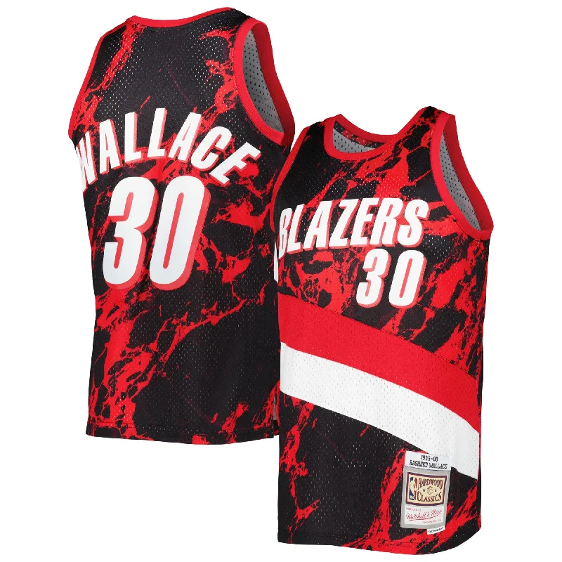 Basketball Jersey For Lightweight Design-Rasheed Wallace Portland Trail Blazers 1999/00 Hardwood Classics Marble Swingman Basketball Jersey - Black