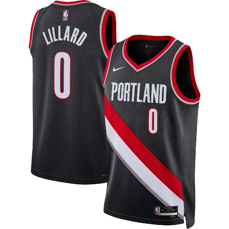 Basketball Jersey For Team Recognition Apparel-Damian Lillard Portland Trail Blazers Unisex Swingman Basketball Jersey - Icon Edition - Black