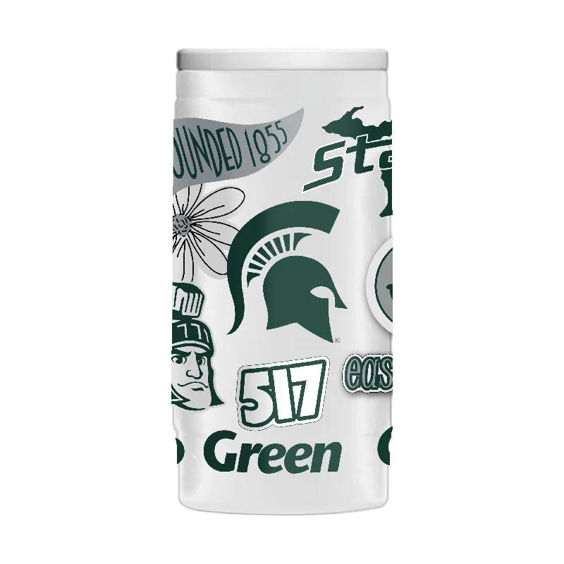 Team Mug For High-Quality Custom Merchandise-Michigan State 12oz Native Powder Coat Slim Can Coolie