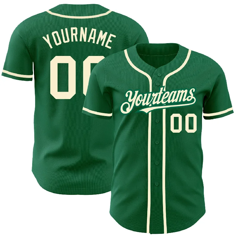 Baseball Jersey For Event Fan Apparel-Custom Kelly Green Cream Authentic Baseball Jersey