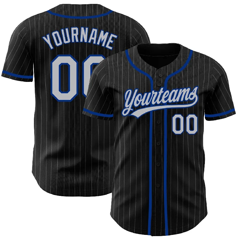 Baseball Jersey For Limited Edition Fan Merchandise-Custom Black Gray Pinstripe Gray-Royal Authentic Baseball Jersey