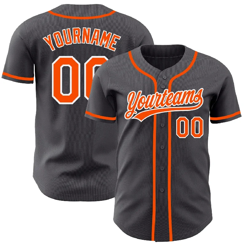 Baseball Jersey For Event Custom Orders-Custom Steel Gray Orange-White Authentic Baseball Jersey