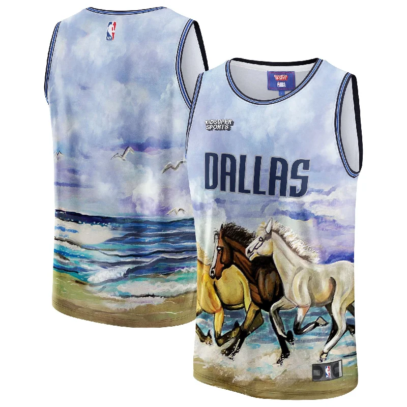 Basketball Jersey For Corporate Orders-Dallas Mavericks & Youthsuper Studios By Unisex Hometown Basketball Jersey - Blue