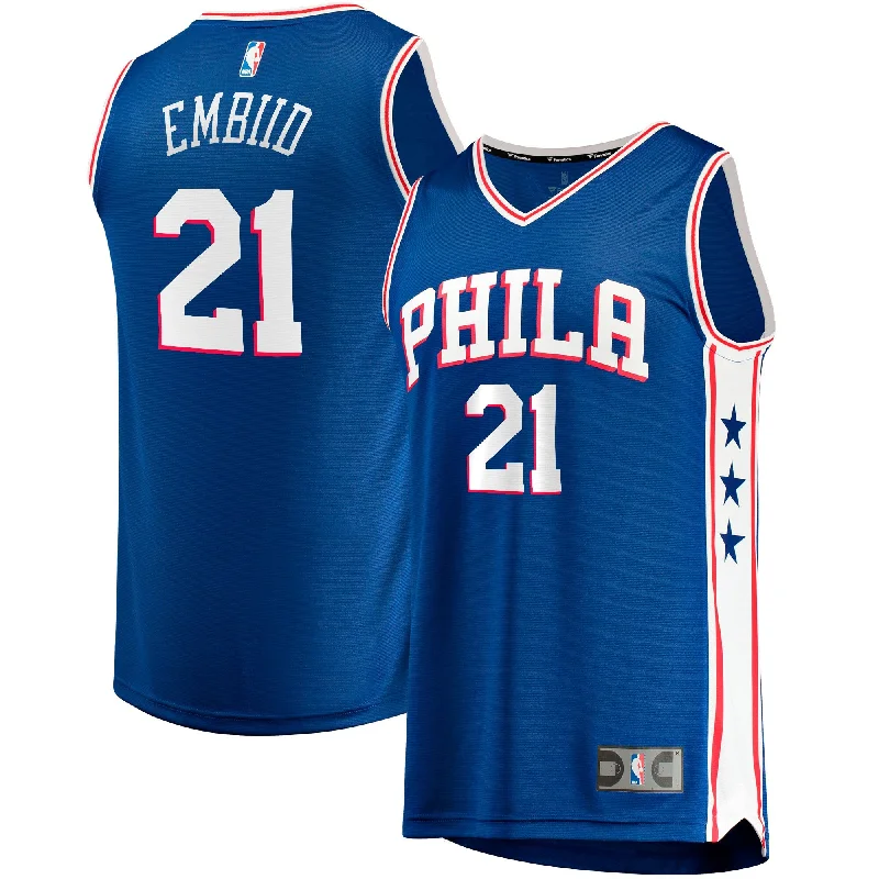 Basketball Jersey For Tournament Merchandise-Joel Embiid Philadelphia 76ers Branded Big & Tall Fast Break Player Basketball Jersey - Royal - Icon Edition