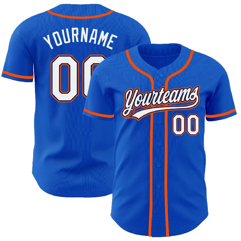 Baseball Jersey For Fundraising Campaigns-Custom Thunder Blue White Navy-Orange Authentic Baseball Jersey