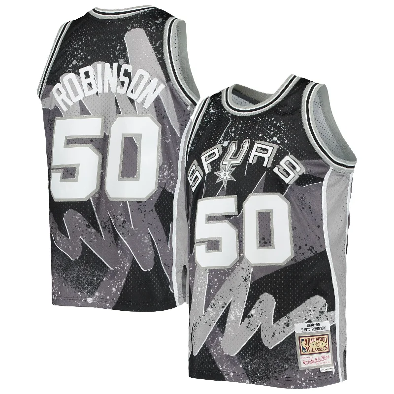 Basketball Jersey For Team Event Gear-David Robinson San Antonio Spurs Hardwood Classics 1998/99 Hyper Hoops Swingman Basketball Jersey - Black