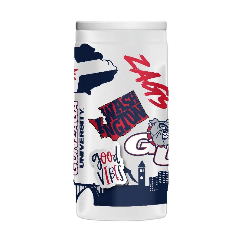 Team Mug For Youth Sports Merchandise-Gonzaga 12oz Native Powder Coat Slim Can Coolie