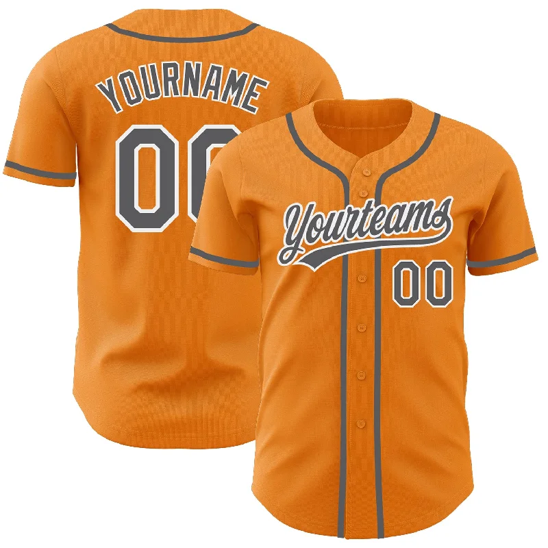 Baseball Jersey For Men-Custom Bay Orange Steel Gray-White Authentic Baseball Jersey