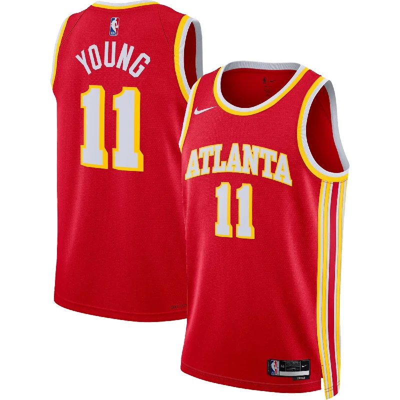 Basketball Jersey With Embroidered Number-Trae Young Atlanta Hawks Unisex Swingman Basketball Jersey - Icon Edition - Red