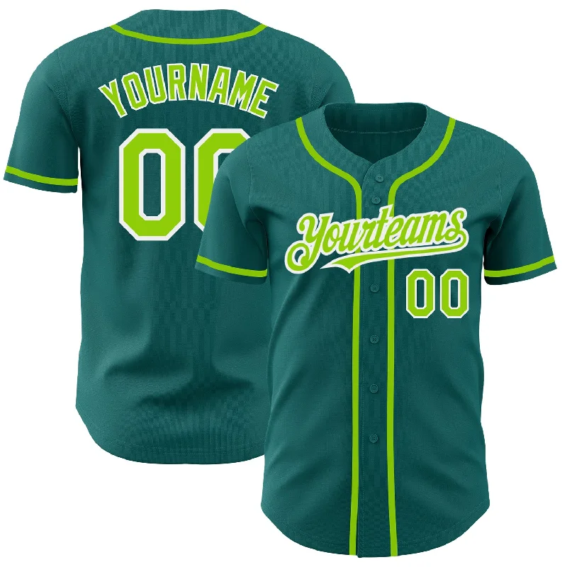 Baseball Jersey For Professional Fan Gear-Custom Teal Neon Green-White Authentic Baseball Jersey